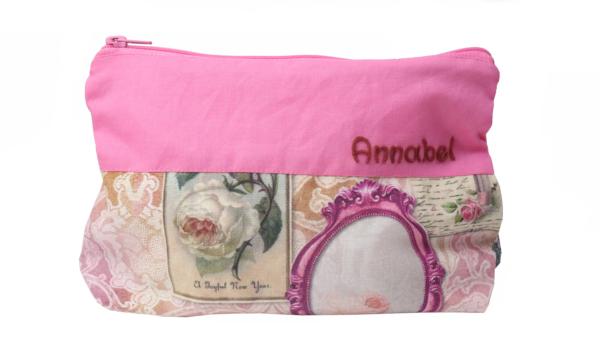 Kulturbeutel Vintage für Frauen 25x17cm mit Name
